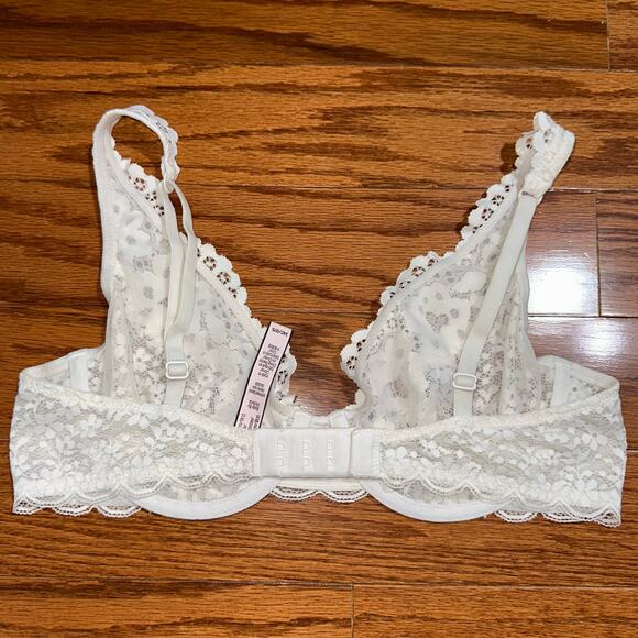 Victorias Secret Body by Victoria Unlined Demi Ivory Lace Bra Size 34C - Picture 7 of 12